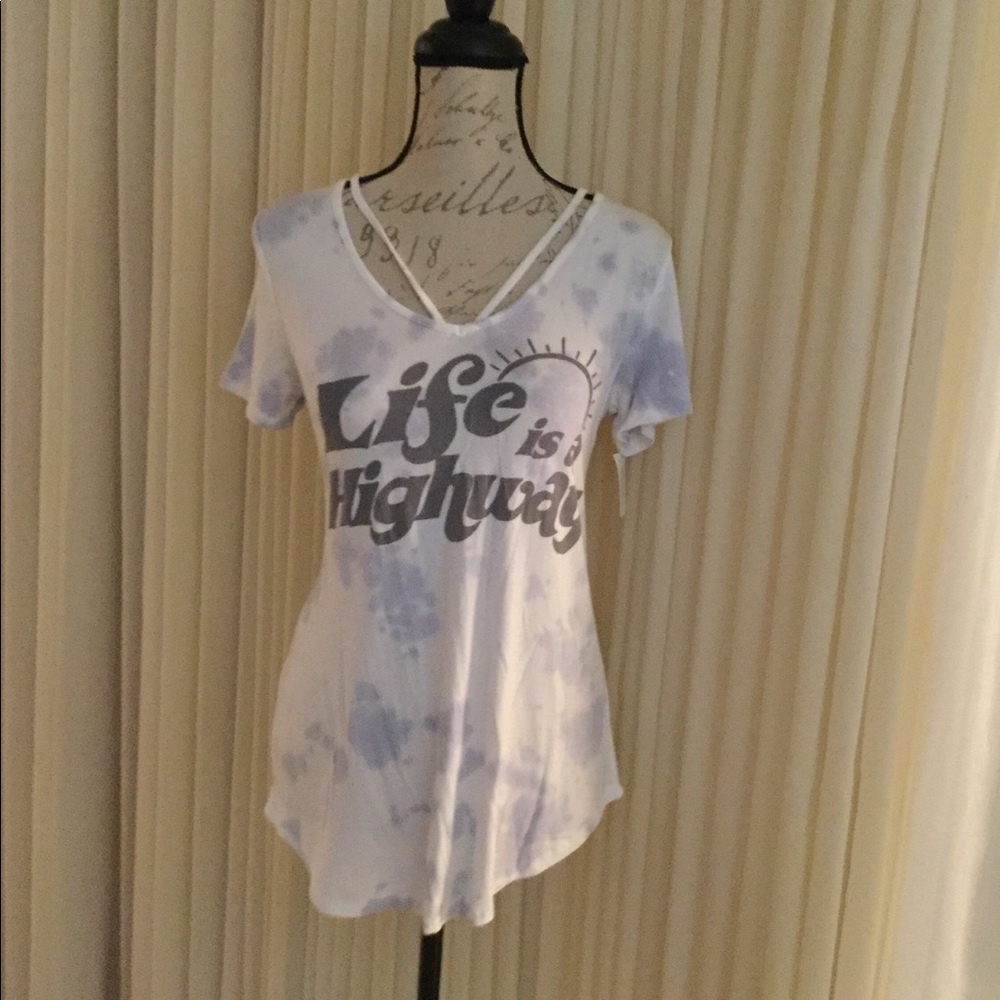 NEW White & light blue tie-dye top
